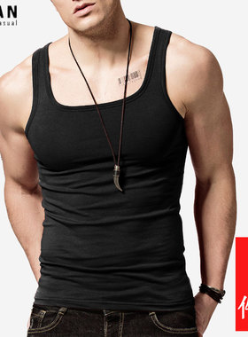 方领背心男新疆纯棉跨栏健身运动修紧身无痕薄夏季内穿搭打底汗衫