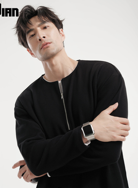 华夫格棉「恒温暖护」半拉链抗起球长袖t恤男士上衣秋冬季宽松潮