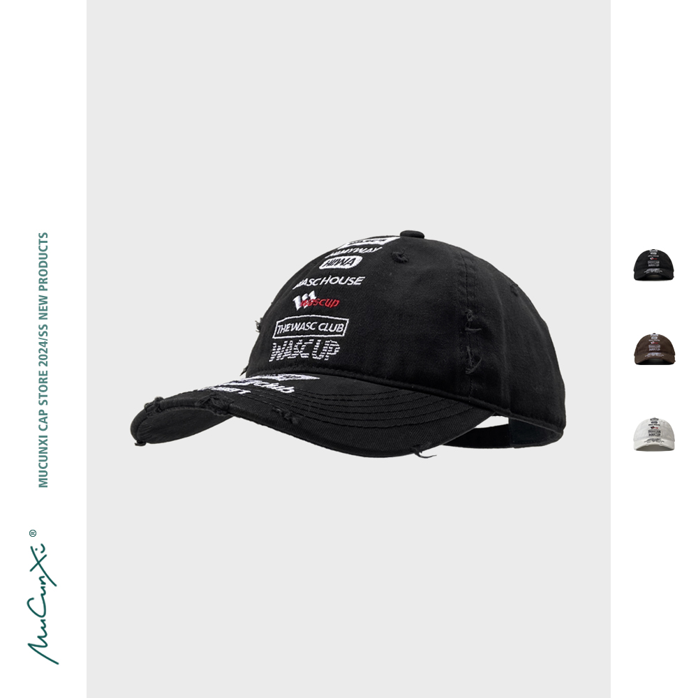 MUCUNXI 时髦多色字母刺绣软顶棒球帽男女街头潮牌设计师款鸭舌帽
