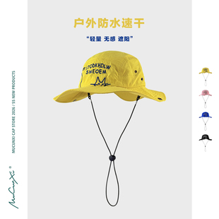 MUCUNXI 可爱小猫刺绣渔夫帽女夏季轻量速干户外露营登山帽遮阳帽