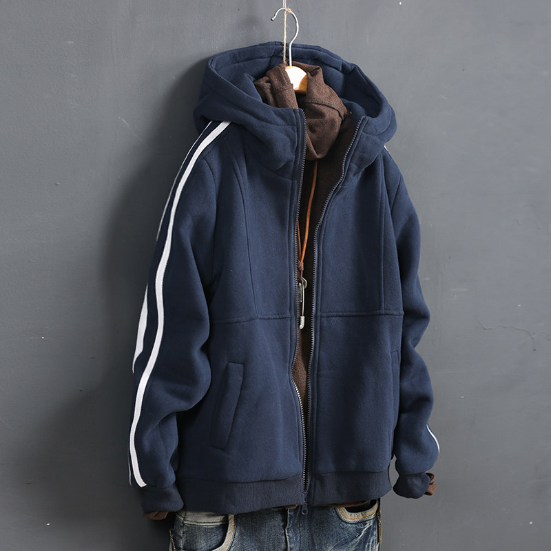 有裏襯 加絨加厚純棉條紋長袖衛衣女款連帽運動外套保暖2022新款在類目 女裝/女士精品, 短外套中 - 來自Buy2taobao.com提供專業的淘寶代購服務