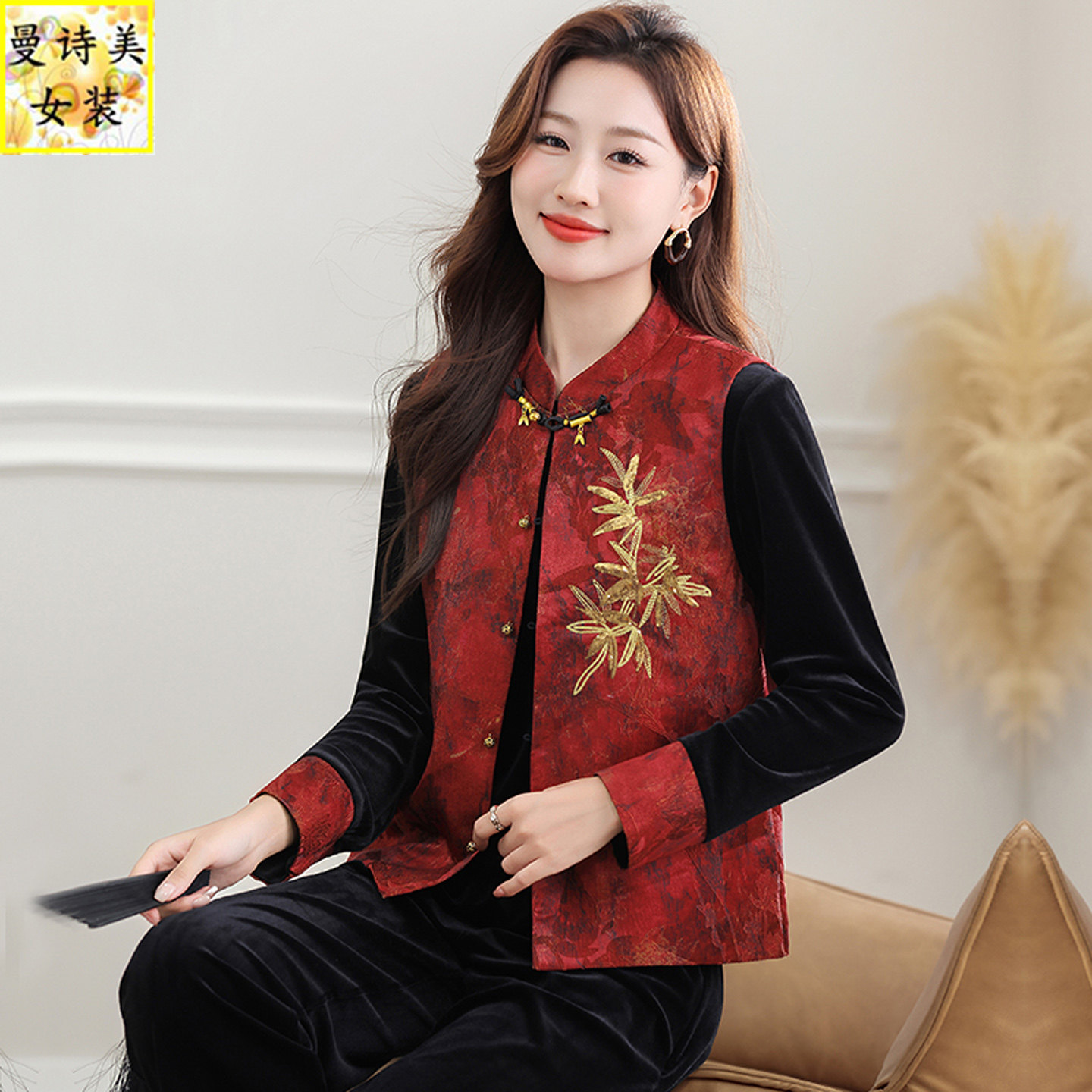 新中式国风马甲女士春秋季2026新款短款洋气坎肩无袖背心马夹外套