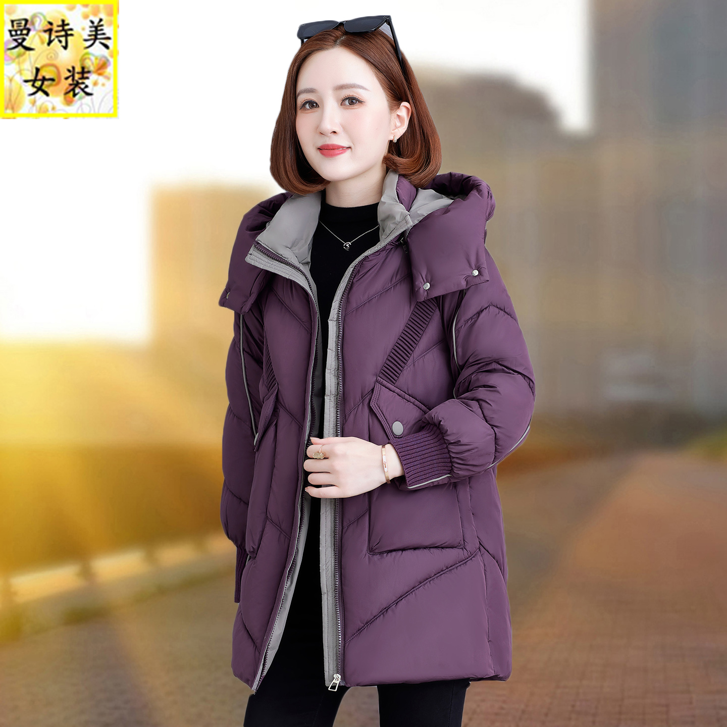 羽绒棉服女中长款2025冬季新款棉衣中年妈妈韩版冬装宽松棉袄外套