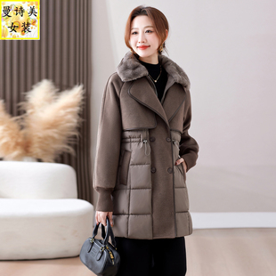 麂皮绒毛领中长款时尚棉棉服女2026冬季新款时尚气质减龄保暖外套