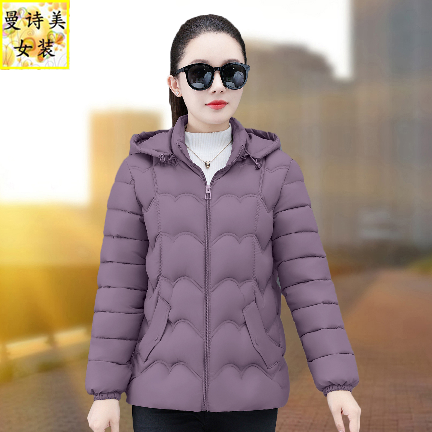 短款羽绒棉棉衣女士加厚妈妈外套