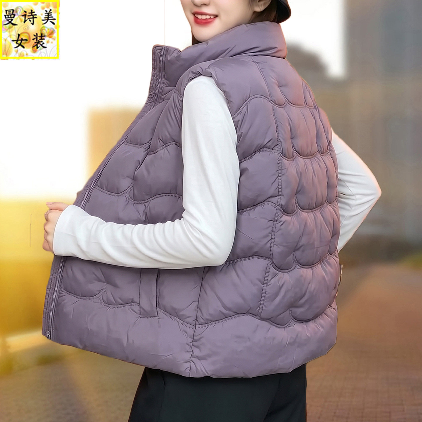 女冬时尚保暖羽绒棉马甲外套马夹
