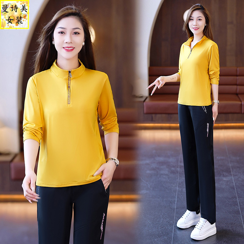半拉链运动套装女速干跑步两件套