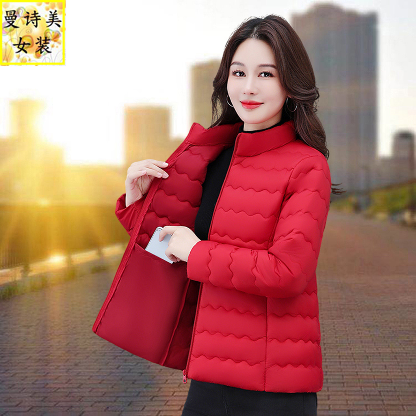 2025冬季羽绒棉服女士时尚新款秋冬中年妈妈立领保暖棉衣棉袄外套