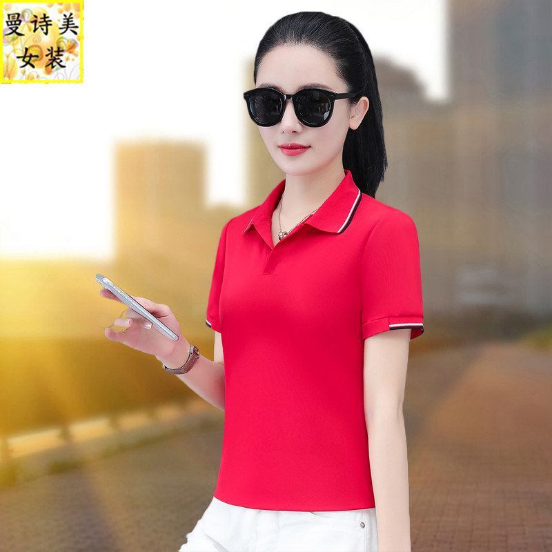 纯棉POLO杉短袖t恤女士夏季上衣
