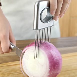 厨房不锈钢洋葱插松肉针多功能切菜器洋葱叉水果蔬菜切片固定器