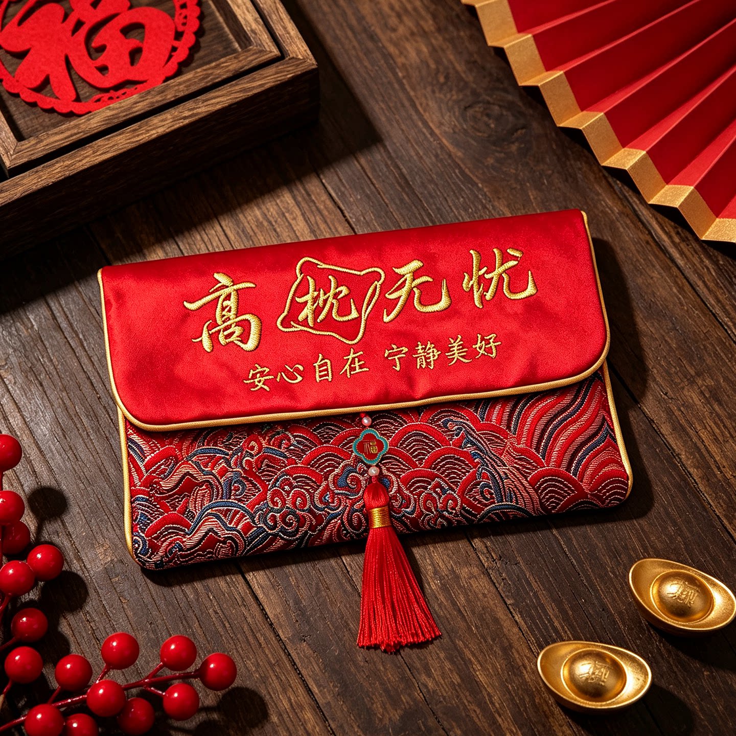 新款万元心想事成布艺福字红包袋