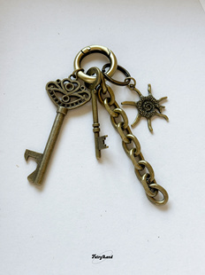 原创cleanfit复古做旧爱心钥匙扣古铜色包挂件宫廷金属感腰间挂饰