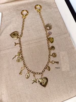 原创K金色复古腰链极繁富贵玫瑰相盒包包挂件不锈钢腰链腰间挂饰