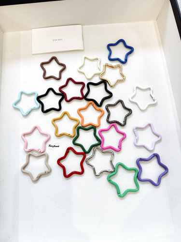 彩色烤漆五角星星弹簧扣背包外挂登山扣高品质锌合金DIY钥匙扣