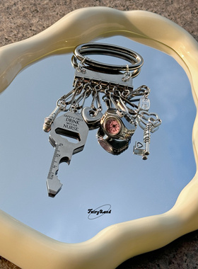 原创cleanfit银色钥匙扣拇指手表纳福包挂件情侣金属腰间挂饰ins