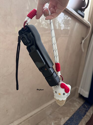 甜筒kitty猫咪”毛绒pocket3挂绳相机手腕带手机挂件安全防丢绳短