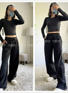 代购lululemon Scuba Wide Leg Pant 瑜伽运动休闲保暖厚绒长裤
