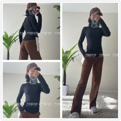 长袖瑜伽lululemon高弹螺纹修身