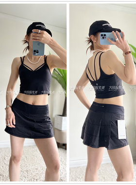 代购 Lululemon Pace Rival MR Skirt瑜伽运动休闲网球短裙带内衬