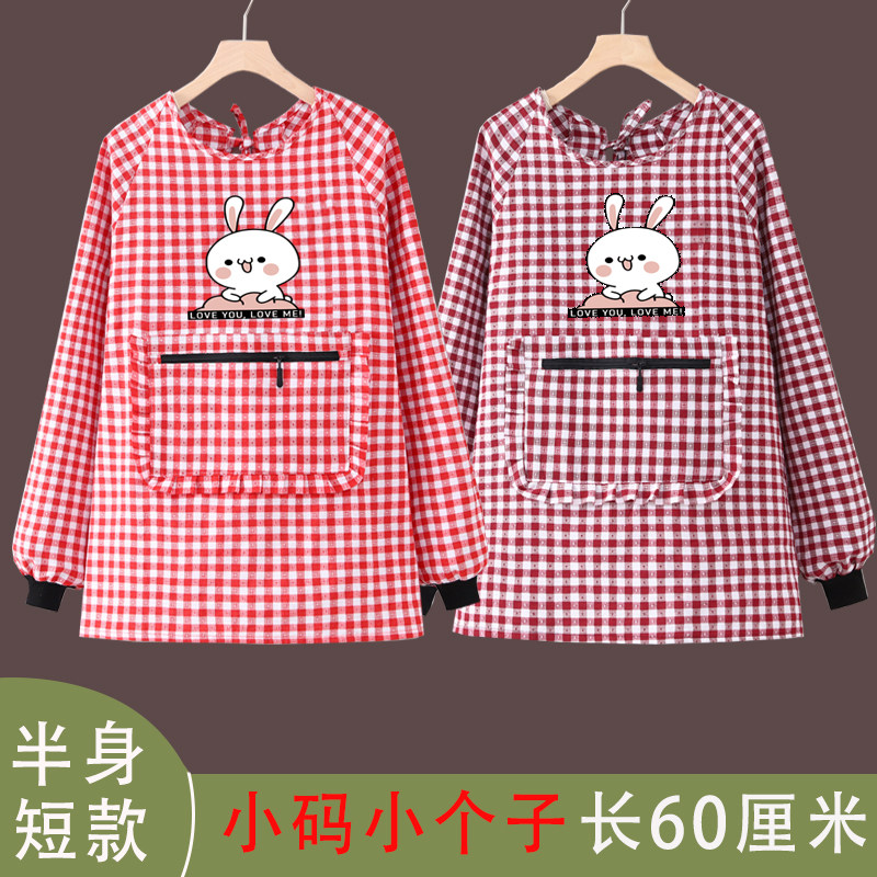 洋气小个子短款罩衣外穿上班家用夏季透气薄款围裙新款耐脏工作服图片