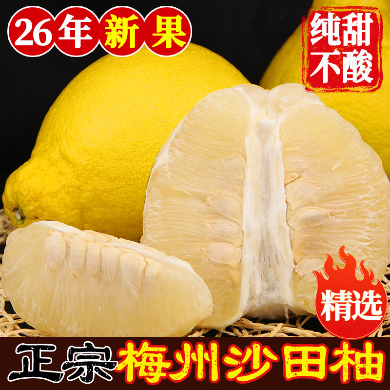 【纯甜】正宗梅州沙田柚广东梅县金柚子白心肉孕妇甜水果新鲜容县