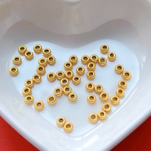 足金999金包银文玩实心车轮珠配件手链手串串珠水泡珠隔珠