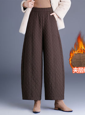 加绒加厚阔腿裤女巨好看妈妈女裤