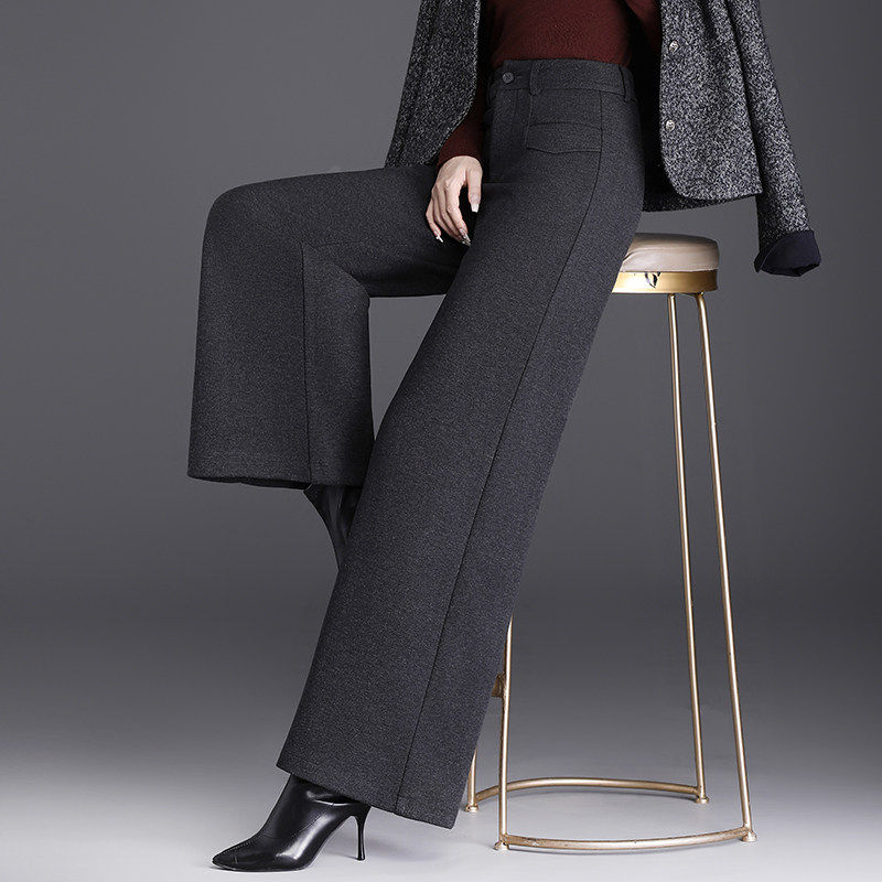 灰色毛呢阔腿裤女冬季爆款宽松垂感直筒长裤小个子妈妈加厚休闲裤,女装/女士精品,休闲裤,淘宝优惠券,粉丝福利购,淘宝优惠卷