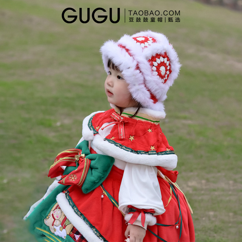 宝宝醒狮帽春款红色儿童毛绒帽可爱国潮套头帽百搭护耳帽男女童厚_虎窝淘
