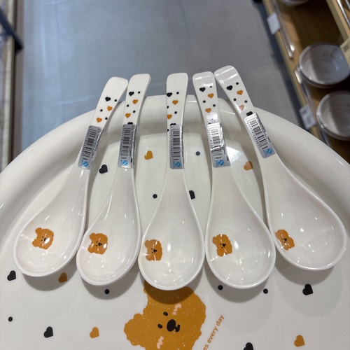 显初汤勺防摔食品级耐高温仿瓷密胺A5粥勺勾勺馄饨汤勺调羹塑料