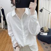 外贸出口大牌清仓宽松显瘦棉麻长袖 衬衫 春夏文艺减龄百搭气质上衣