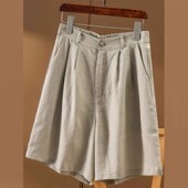 中裤 品牌折扣清仓宽松文艺棉麻短裤 女减龄显瘦休闲亚麻阔腿五分裤