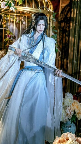 月烈奇麟异域演出服蓝忘机cos服