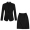 Black jacket+black A-line skirt mid length skirt (suit+mid length suit skirt)