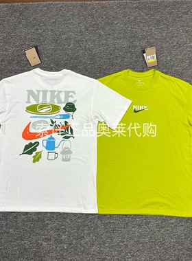 正品Nike/耐克 男子圆领运动休闲美式印花纯棉重磅T恤短袖 FN3700