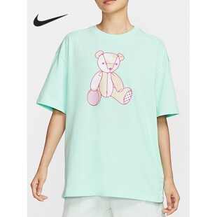 Nike/耐克 夏季女士宽松圆领小熊印花休闲针织短袖IM3380