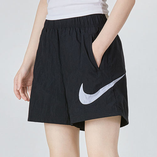 NIKE短裤女裤大勾黑色休闲运动跑步梭织训练健身五分裤DM6740