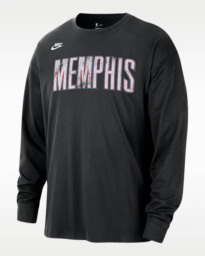 Nike/耐克正品 男子NBA灰熊队日常圆领套头印花运动长袖T恤IB4236
