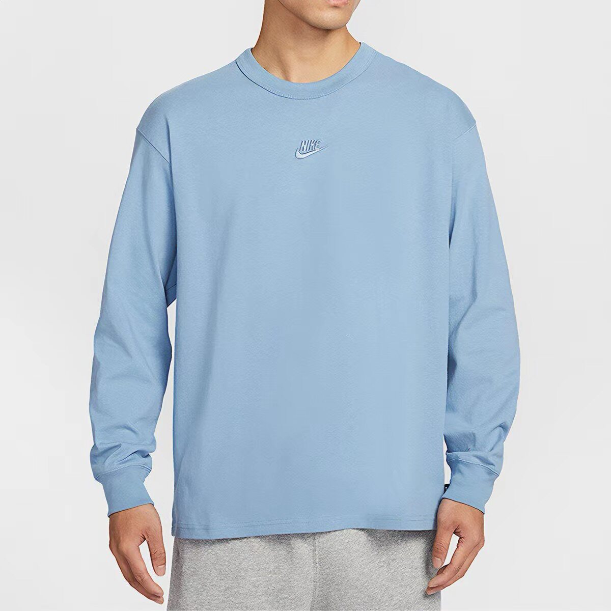 正品Nike/耐克 男子针织刺绣宽松运动休闲重磅长袖套头T恤 IH1128