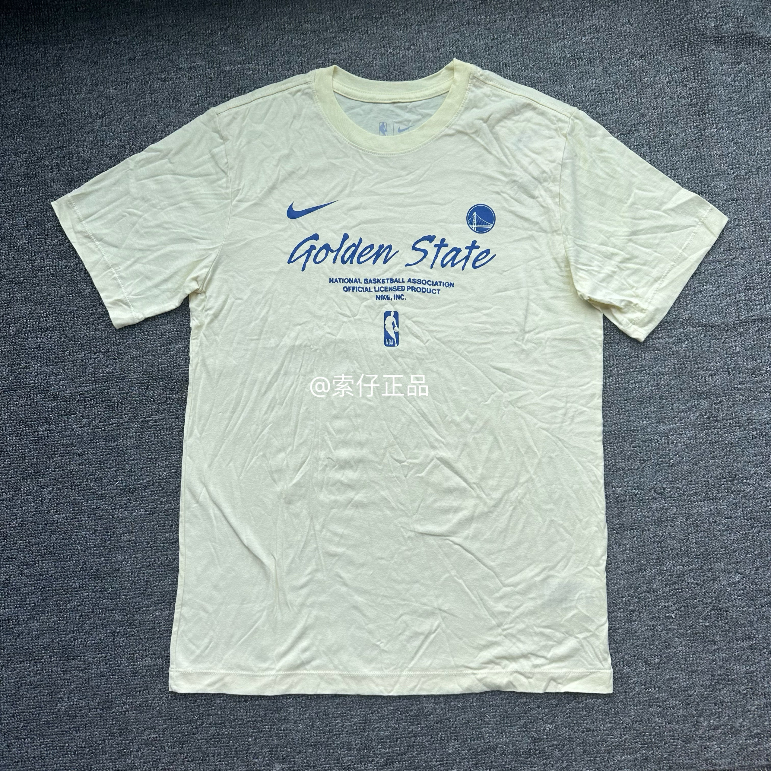耐克Nike 男子NBA金州勇士运动透气针织舒适圆领短袖T恤 FJ0278