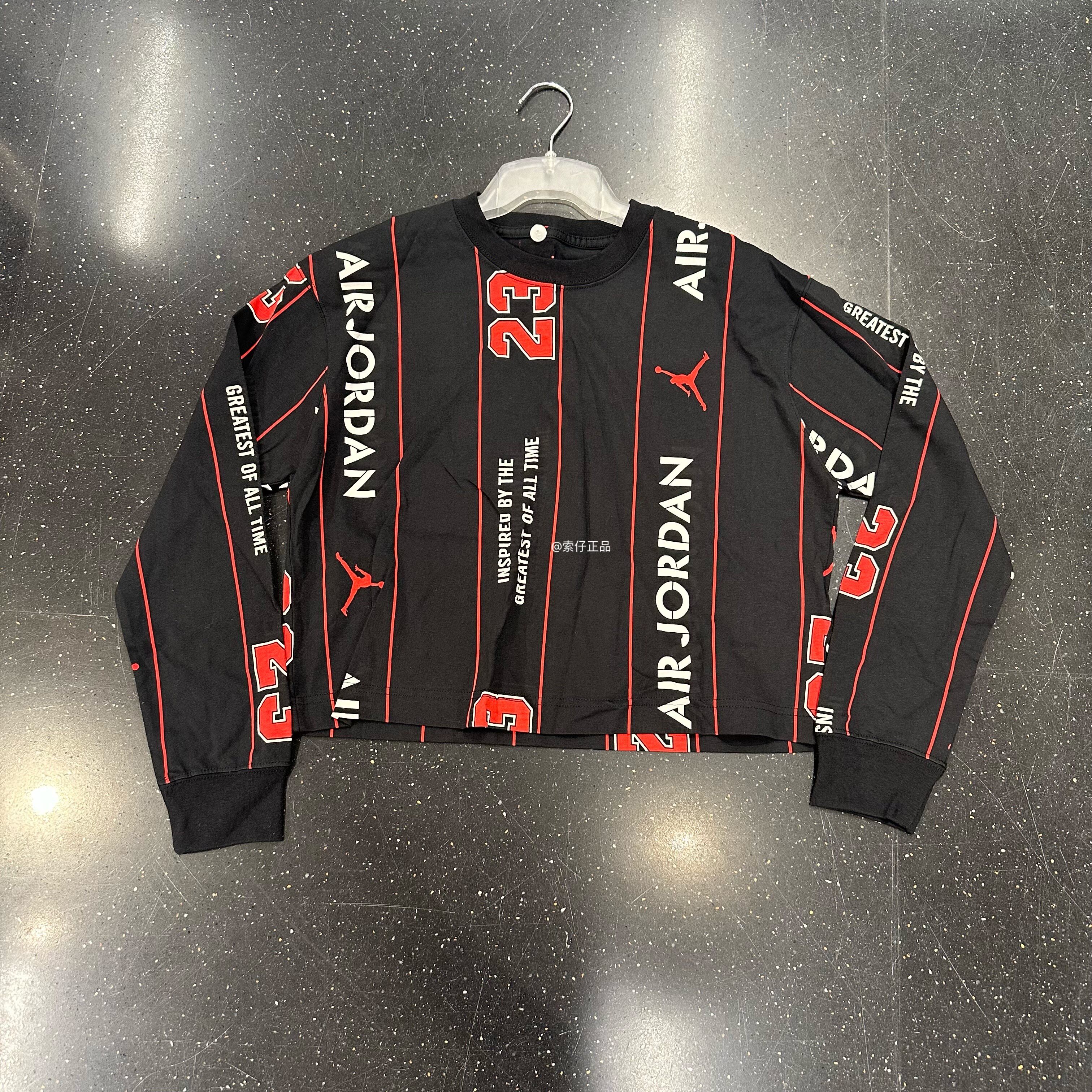 正品Nike耐克 AJ春夏女子舒适休闲运动圆领长袖衫短款T恤 DJ2704
