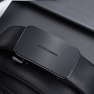 BOSSSUNWEN轻商务休闲男士皮带真皮自动扣内穿式内扣腰带头层牛皮