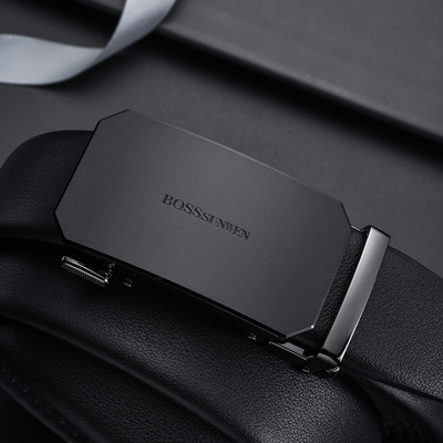 BOSSSUNWEN大牌轻商务休闲男士皮带真皮自动扣软头层牛皮裤带腰带