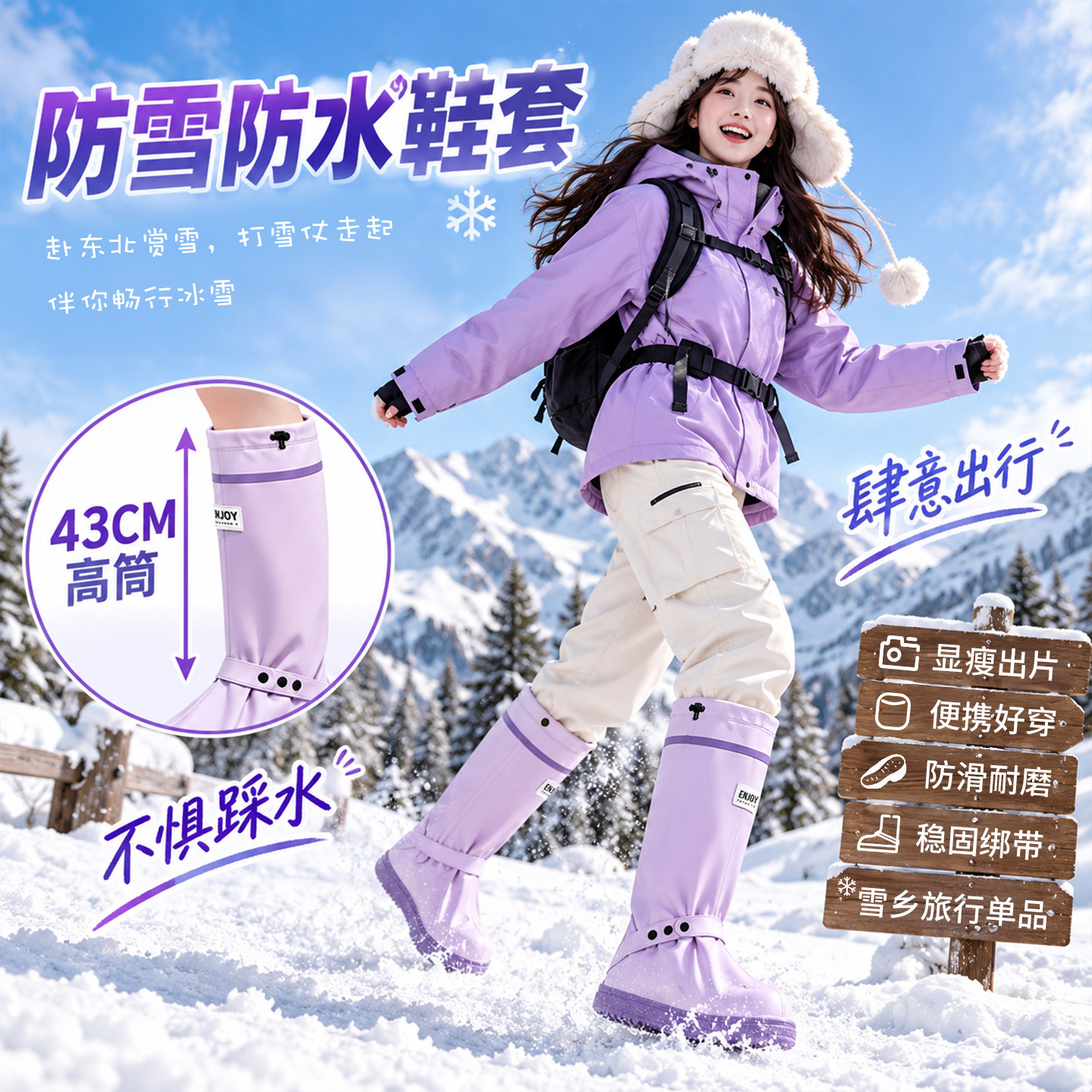 防雪鞋套雪地防滑耐磨户外登山徒步东北旅行玩雪套防水雨靴冬季用