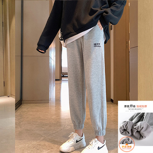 杭州四季青高端女装运动裤宽松束脚卫裤新款加绒直筒休闲裤长裤子
