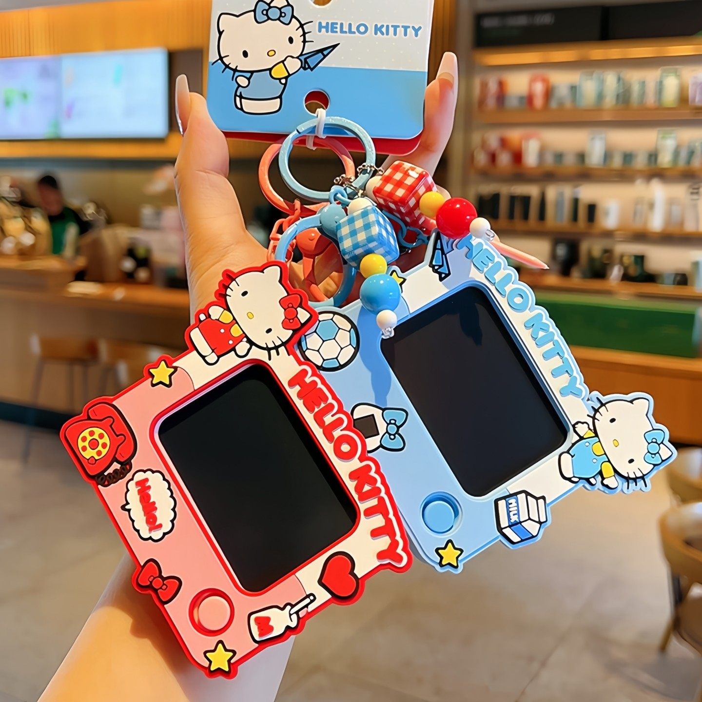 正版三丽鸥hellokitty卡通涂鸦画板书包挂件KT凯蒂猫汽车钥匙扣链