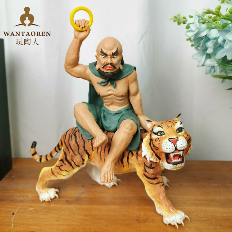 玩陶人泥塑十八罗汉之伏虎罗汉传统泥人面塑佛像神像来图定制收藏