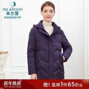 保暖印花连帽棉衣棉服外套女 新款 米兰登中老年妈妈女装 2025年冬季