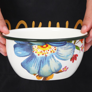 新品欧丽家珐琅搪瓷碗厚饭碗儿童碗汤碗吃面碗铁瓷碗宝宝食碗蒸蛋