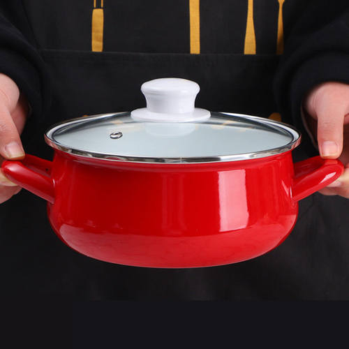 欧丽家加厚珐琅搪瓷锅煮面锅泡面锅双耳汤锅煮螺丝粉锅电磁炉燃气